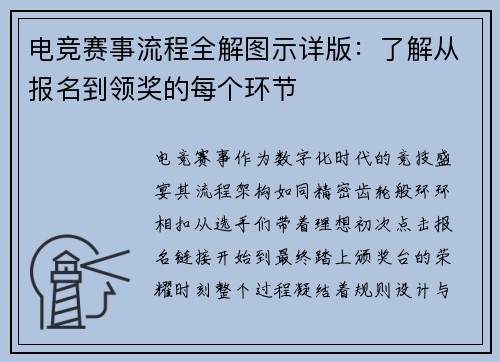 电竞赛事流程全解图示详版：了解从报名到领奖的每个环节